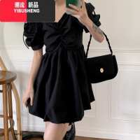 YIBUSHENG大码女装辣妹露肩吊带连衣裙季收腰显瘦蓬蓬裙胖mm黑色短裙子