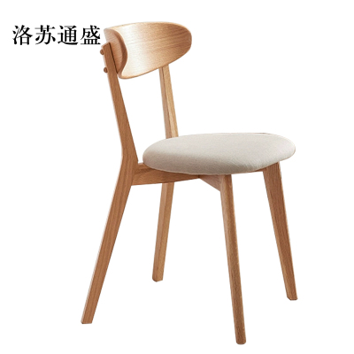 洛苏通盛餐椅简约现代休闲书桌椅餐桌凳子橡木靠背椅浅灰色软包