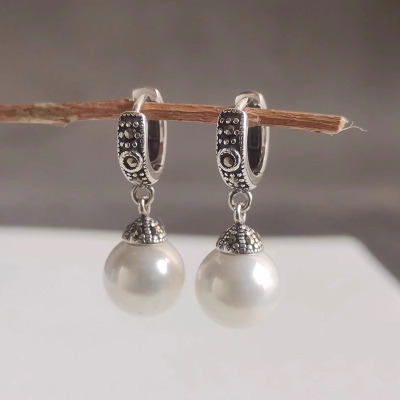 复古珍贝珠耳环女耳坠小众高级简约轻奢气质百搭耳饰耳圈2025新品送女朋友老婆情人节七夕生日礼物