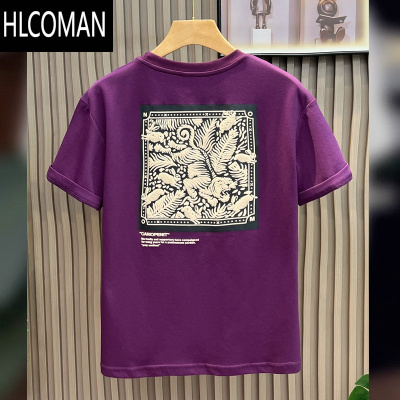 HLCOMAN高端潮牌短袖t恤男士痞帅印花透气宽松体恤青年潮流夏季薄款上衣