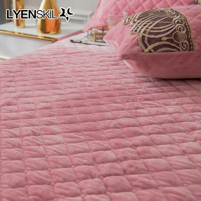 美帮汇欧式加厚夹棉床裙保暖双人床上用品蕾丝床单防滑单件