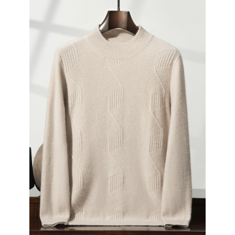 半高领秋冬新款山羊绒衫男士宽松显瘦厚款毛衣针织打底衫厚款保暖