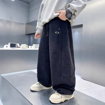 男童裤子加绒秋冬款男孩初中生保暖长裤大童冬季加厚一体绒休闲裤