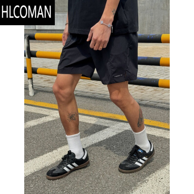 HLCOMAN夏季轻薄纯色运动休闲五分裤男女宽松沙滩裤百搭美式短裤