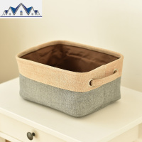 北欧ins麻质收纳篮桌面杂物整理箱化妆品零食置物筐遥控器储物盒 三维工匠