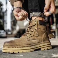 洛克华菲马丁靴男款冬季英伦风高帮工装靴男士中帮运动耐磨休闲沙漠大黄靴