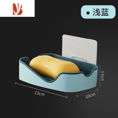 三维工匠香皂盒免打孔家用香皂置物架沥水小鲸鱼可爱卡通壁挂式浴室收纳盒 浅蓝撞色-1个装