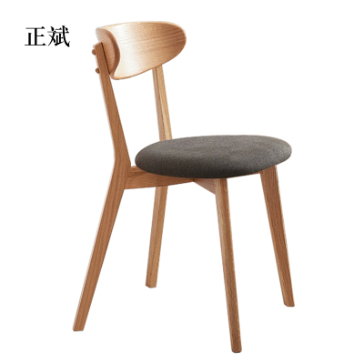 正斌餐椅简约现代休闲书桌椅餐桌凳子橡木靠背椅黑色软包