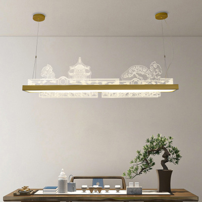 克罗斯塔 新中式餐厅灯中国风客厅灯具办公室茶室楼吧台禅意设计师山水吊灯