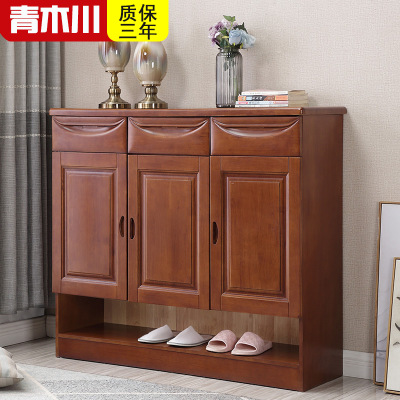 青木川 实木鞋柜现代简约门厅柜多功能客厅储物收纳柜 家用进门口入户玄关阳台大容量多层鞋架 简约现代中式