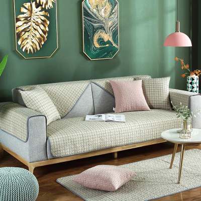 北欧格子沙发垫123组合三件套客厅现代简约一二三坐垫套沙发罩巾