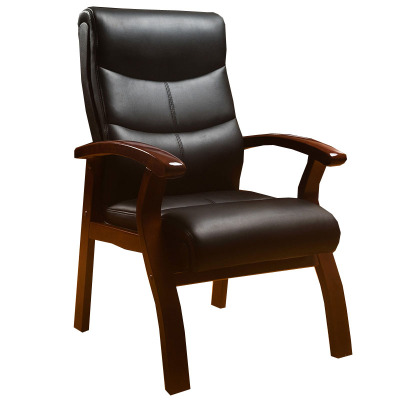 锦北 四脚椅办公椅舒适办公室椅棋牌会议椅皮老板椅 头层牛皮651