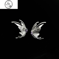 JiMi高级银色蝴蝶耳钉小众设计感气质耳环冷淡风甜酷辣妹轻奢银银耳饰