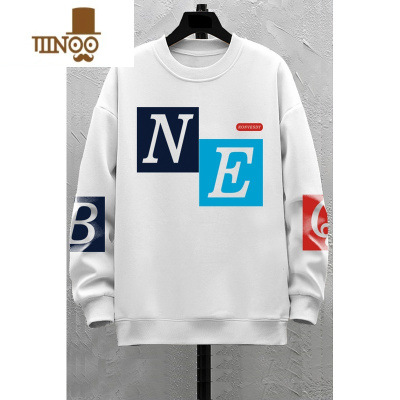 YANXU国潮卫衣男士圆领长袖t恤男装衣服慵懒风套头加厚打底t潮牌