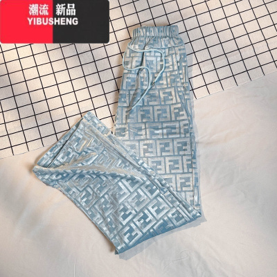 YIBUSHENG炸街裤子女春秋欧货潮牌F字母休闲裤痞帅遛弯垂感高腰冬天阔腿裤