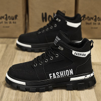 马丁靴男鞋秋季高帮防水增高厚底男款短靴户外运动休闲工装靴子