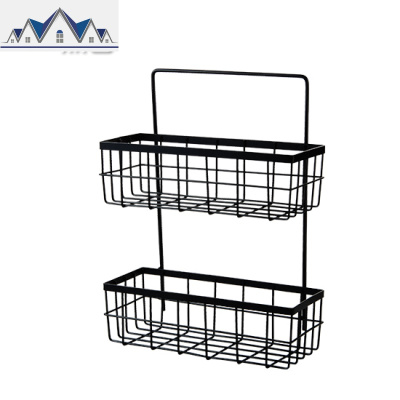 铁艺厨房调料架 免打孔浴室置物架收纳篮双层挂篮储物架 三维工匠