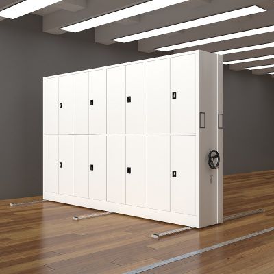 臻远密集架手摇式移动档案柜钢制轨道密集架一列4组