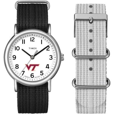 TIMEX/天美时女式mm休闲腕表尼龙表带白盘黑带防水米