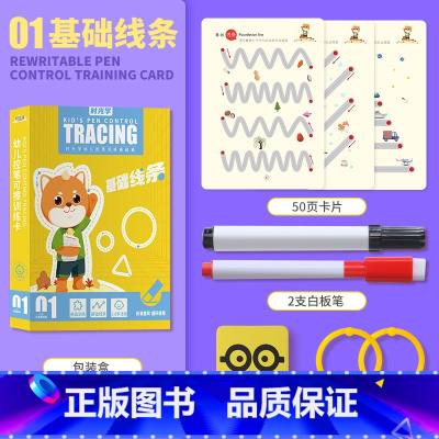 [基础线条]一盒体验装 [正版]幼儿控笔训练幼儿园幼小衔接练字帖专注力训练字小学生可反复使用趣味训练卡3-8岁儿童启蒙益