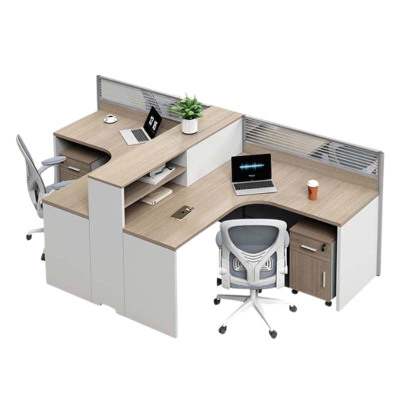 DXBG简约现代职员办公桌员工位转角l型卡座电脑桌办公室桌椅组合T型2人位+活动柜+椅子