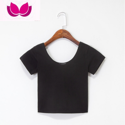 七斓露脐短袖女夏短款t恤漏肚脐紧身高腰上衣半袖打底衫短装体恤