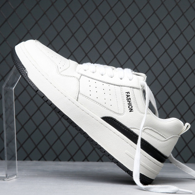 2025春季新款潮流百搭透气增高休闲鞋男士真皮小白鞋厚底学生板鞋