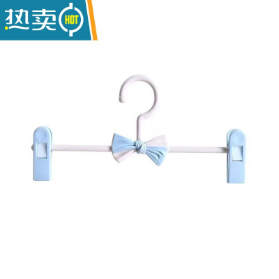 敬平卡通可爱儿童塑料防滑衣架裤夹可调节伸缩裤架新生儿宝宝晾衣夹子 蓝色 5个