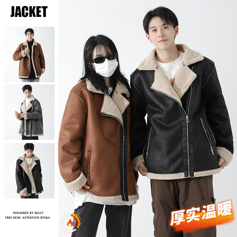 男装冬季新款棉衣夹克男保暖男士痞帅棉服羊羔毛男女同款潮牌外套