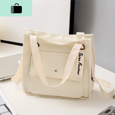 帆布包女单肩斜挎包中学生上课补课包韩版原宿百搭森系ins手提袋NEW LAKE女士单肩包