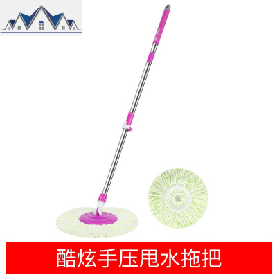 旋转拖把单把家用手压式甩干旋转桶墩布桶通用拖把杆拖把头 三维工匠