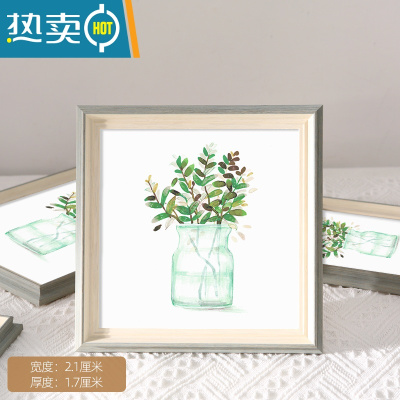 敬平北欧创意正方形相框摆台挂墙装裱油画棒儿童相册画框定制打印照片 莫兰迪-浅绿 正方形12寸[可放画芯30.5*30.5