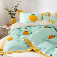 家柏饰(CORATED)家纺四件套全棉全棉床品被套件床上用品床单橘色青春