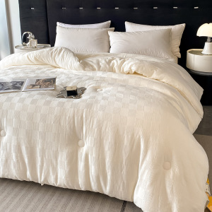 李官奇大豆纤维被四季通用全棉提花春秋被太空被加厚保暖纯棉冬被