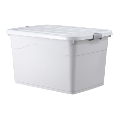 翌嘉YJ3111302塑料收纳箱衣服整理箱杂物储物箱子 80L浅灰色