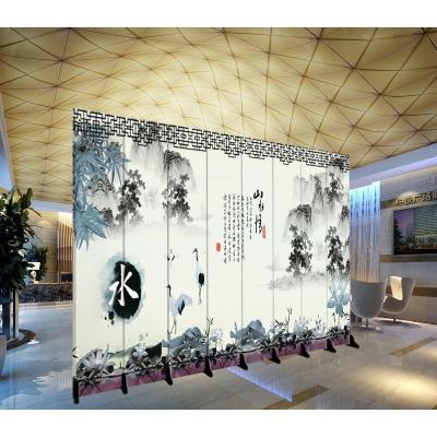 定制LOGO屏风隔断客厅玄关酒店办公室折叠移动装饰背景墙折屏 6扇防透(2.4米宽1.8米高)