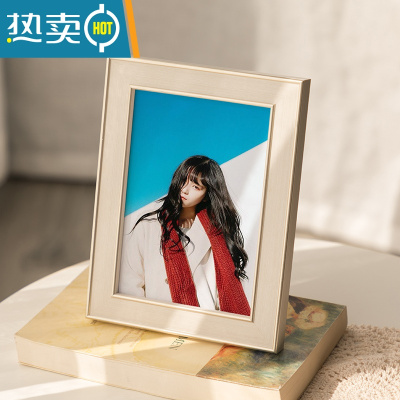 敬平欧式简约桌面相框摆台创意5寸6寸7寸8寸10寸装饰摆件像框A4寸画框 圆边米白 10寸(可放20.3*25.4cm)