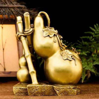 家柏饰(CORATED)铜竹子葫芦摆件大号 书房客厅家居装饰品工艺品