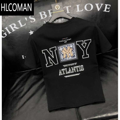 HLCOMAN特大码300斤美式胖子短袖t恤男肥佬宽松印花夏季体恤