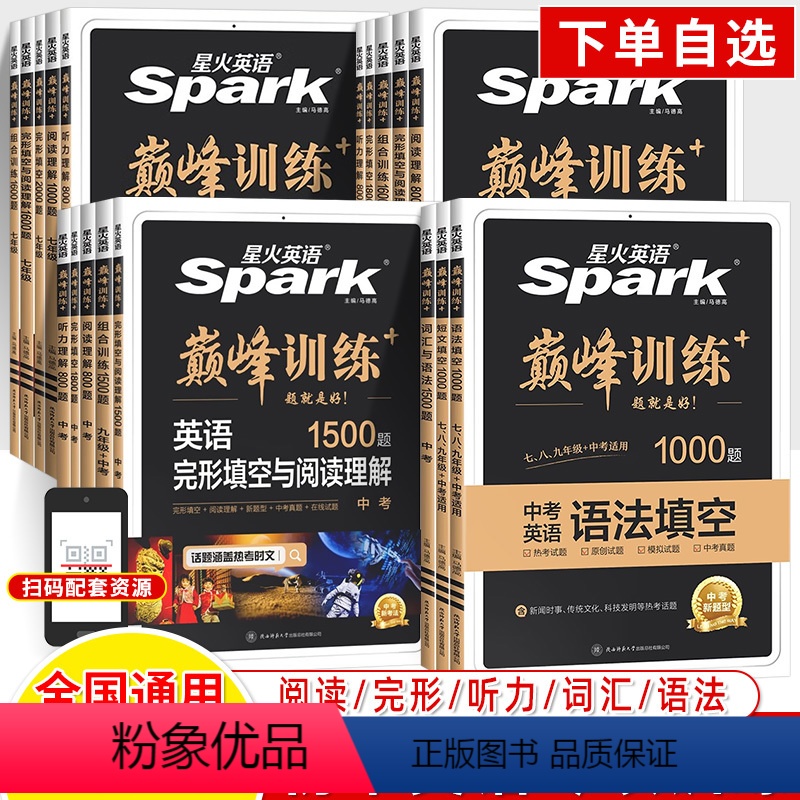 中考英语真题分类必刷 九年级/初中三年级 [正版]2024星火英语巅峰训练七八九年级听力阅读理解完形填空短文词汇语法历年