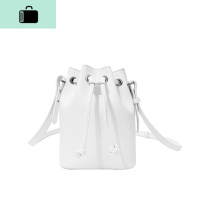 DAR迷你水桶女包2020新款白色手提褶皱小包单肩斜挎包潮抽带休闲NEW LAKE 白色女斜挎包