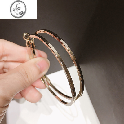 JiMi大圈圈耳环女圆形耳圈韩国气质个性圆圈时尚耳饰网红银银耳针耳坠