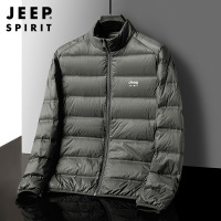 JEEP SPIRIT吉普保暖轻薄羽绒服宽松大码立领短款外套秋冬防寒保暖白鸭绒上衣