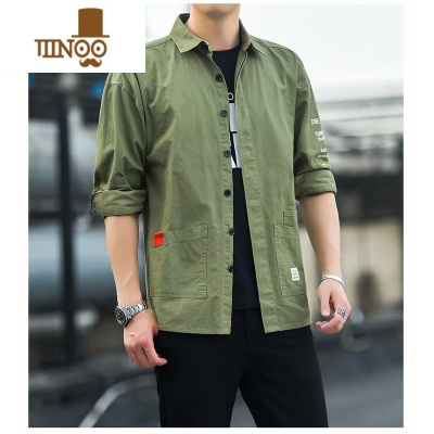 YANXU2022秋装户外工作服衬衫男薄款长袖电焊工防烫耐磨上衣男外套