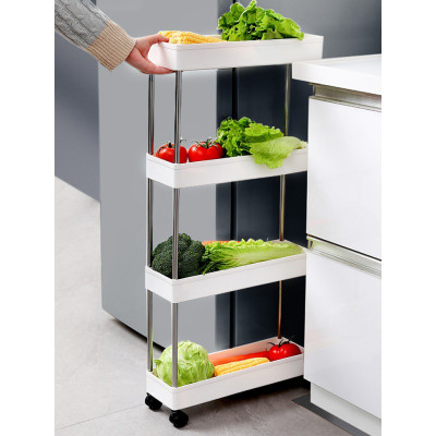 冰箱侧夹缝置物架厨房卫生间落地浴室多层缝隙推车推拉窄缝收纳架收纳层架 三维工匠