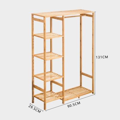 汐岩简易衣柜实木简约现代收纳挂衣架组装加固衣架落地卧室衣帽架