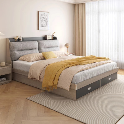 森美人北欧榻榻米床现代简约双人床1.8米出租房床主卧1.5m经济型储物床