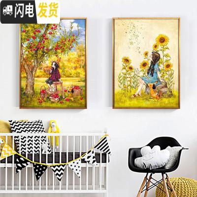 三维工匠钻石画2019年新款卧室线绣满绣人物卡通小件小型学生十字绣水 向阳而生满绣[41*54CM]线量多30免费补线