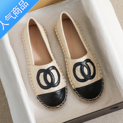 SUNTEK小香风渔夫鞋女2023夏季新款平底乐福鞋一脚蹬单鞋大码女鞋41一43