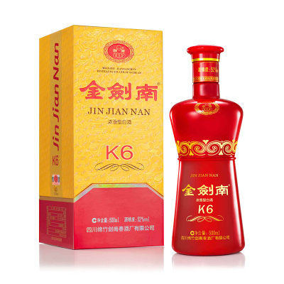 剑南春 金剑南K6 52度 500ml*1瓶 浓香型白酒 单瓶装(新老包装随机发)
